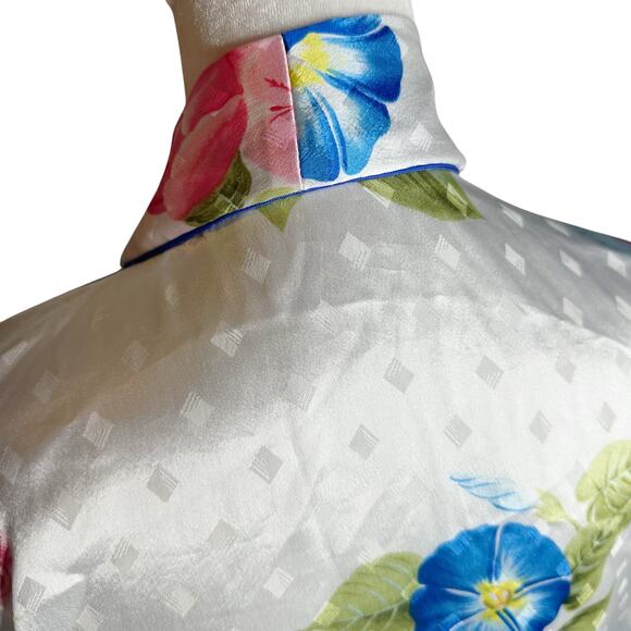 Christian Dior Vintage Satin Maxi Length Wrap Floral Kimono Style Robe Small - Picture 7 of 10